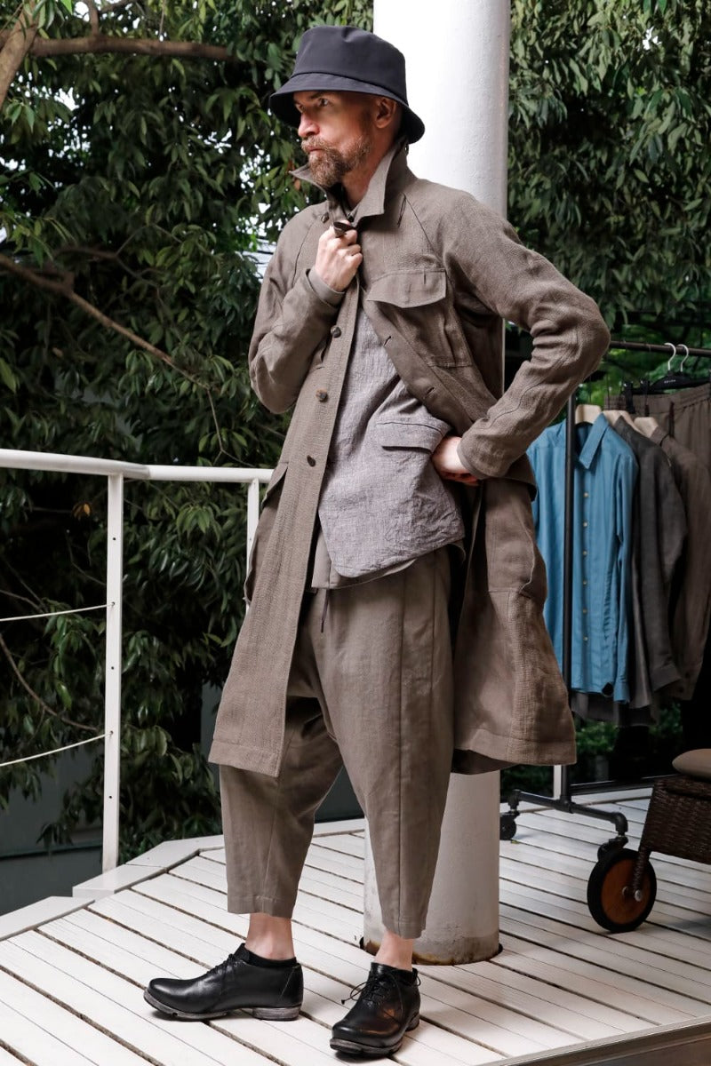 Dropcrotch cropped pants cotton kersey