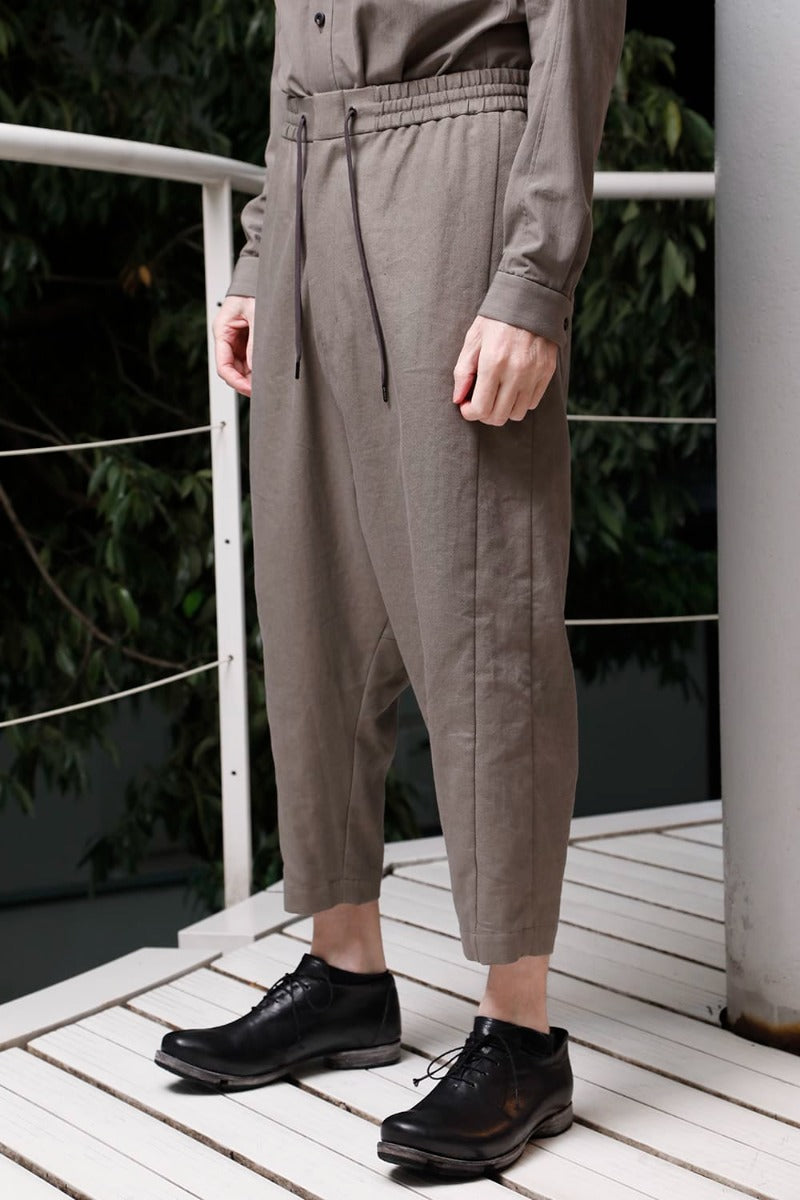 Dropcrotch cropped pants cotton kersey