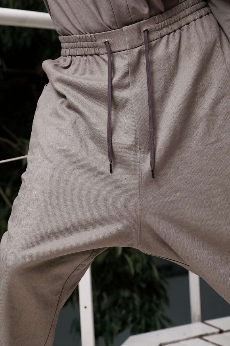 Dropcrotch cropped pants cotton kersey