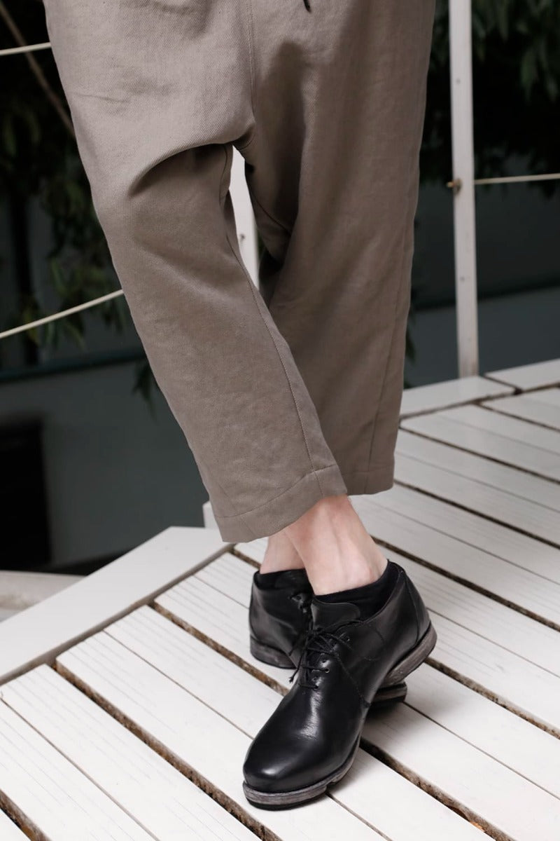 Dropcrotch cropped pants cotton kersey