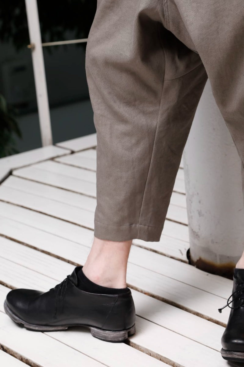 Dropcrotch cropped pants cotton kersey