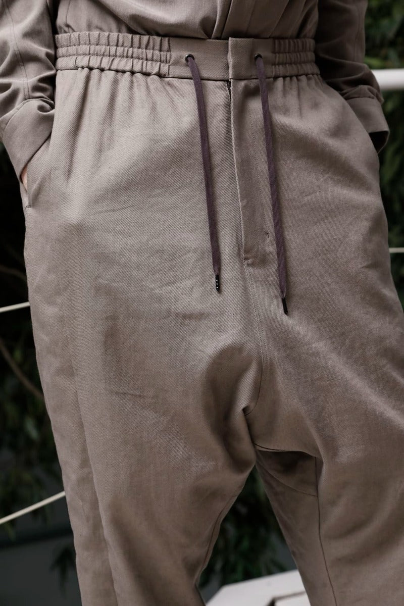 Dropcrotch cropped pants cotton kersey