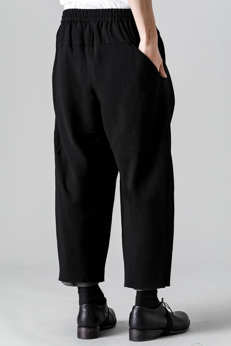 Baggy cropped pants matte polyester