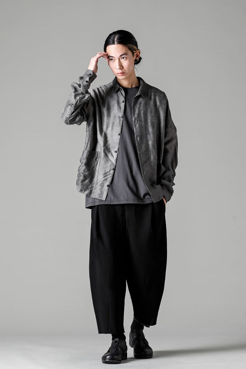 Baggy cropped pants matte polyester