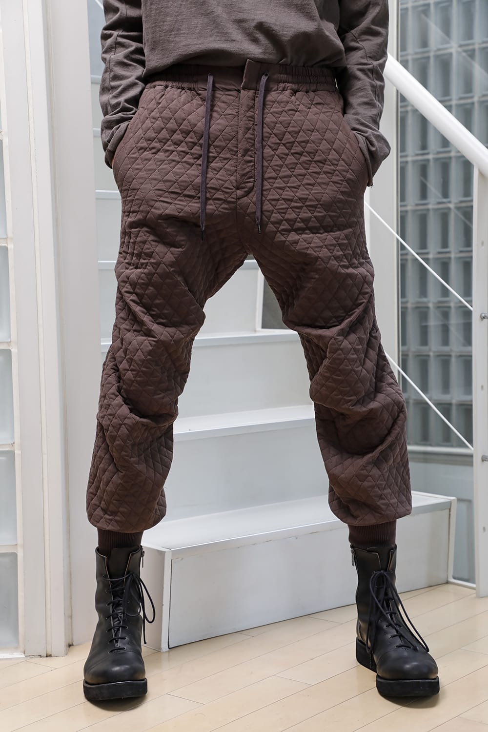 Jogger pants quilted silk / cotton