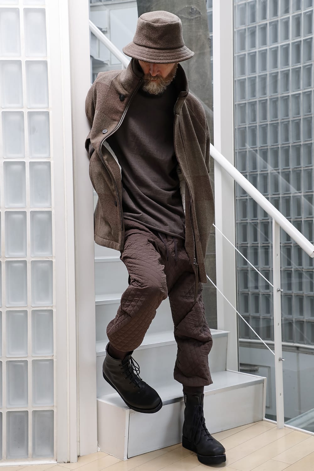 Jogger pants quilted silk / cotton