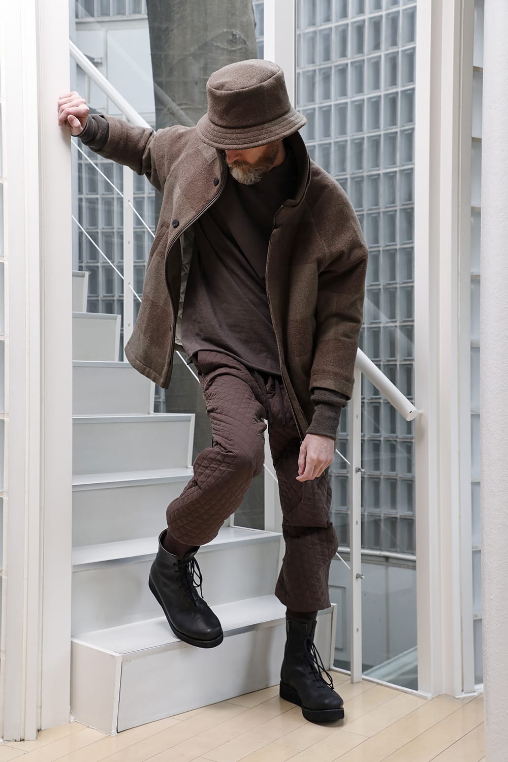 Jogger pants quilted silk / cotton