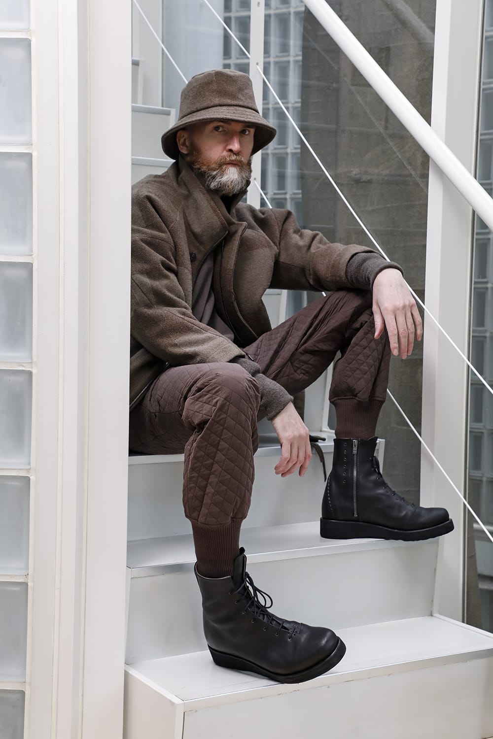 Jogger pants quilted silk / cotton