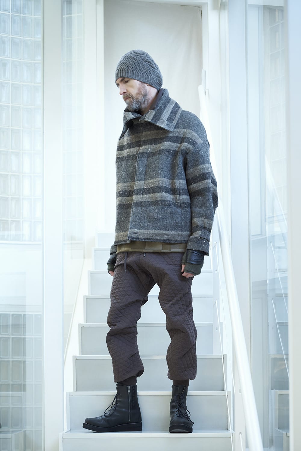 Jogger pants quilted silk / cotton