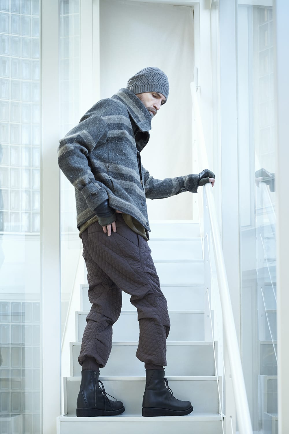 Jogger pants quilted silk / cotton