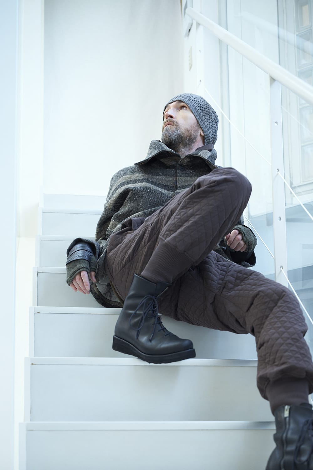 Jogger pants quilted silk / cotton