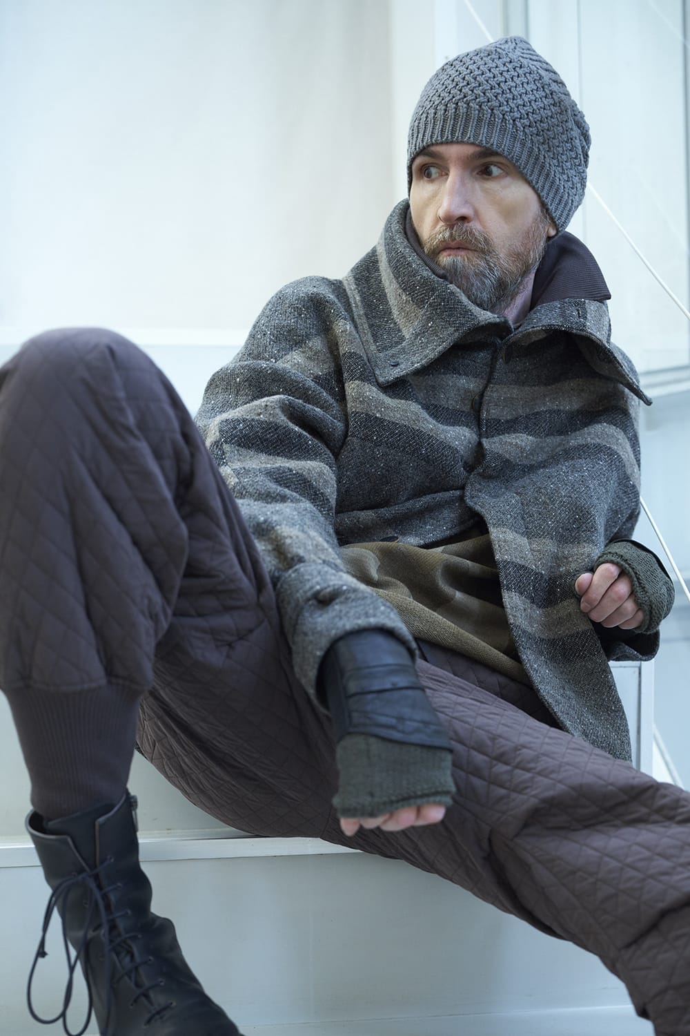 Jogger pants quilted silk / cotton