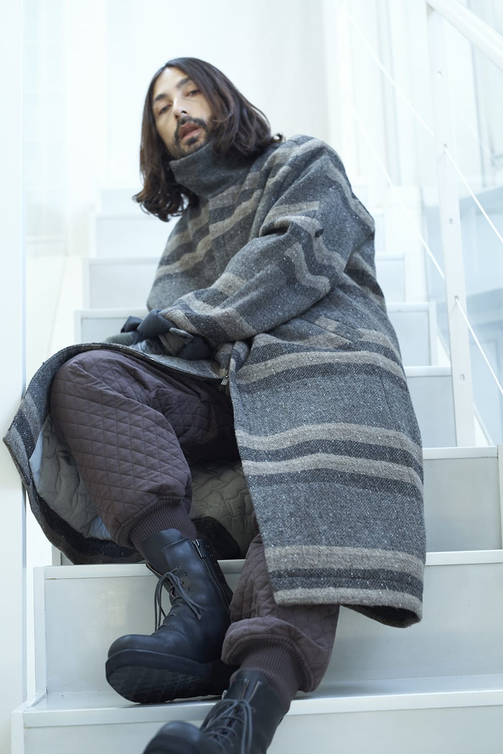 Jogger pants quilted silk / cotton