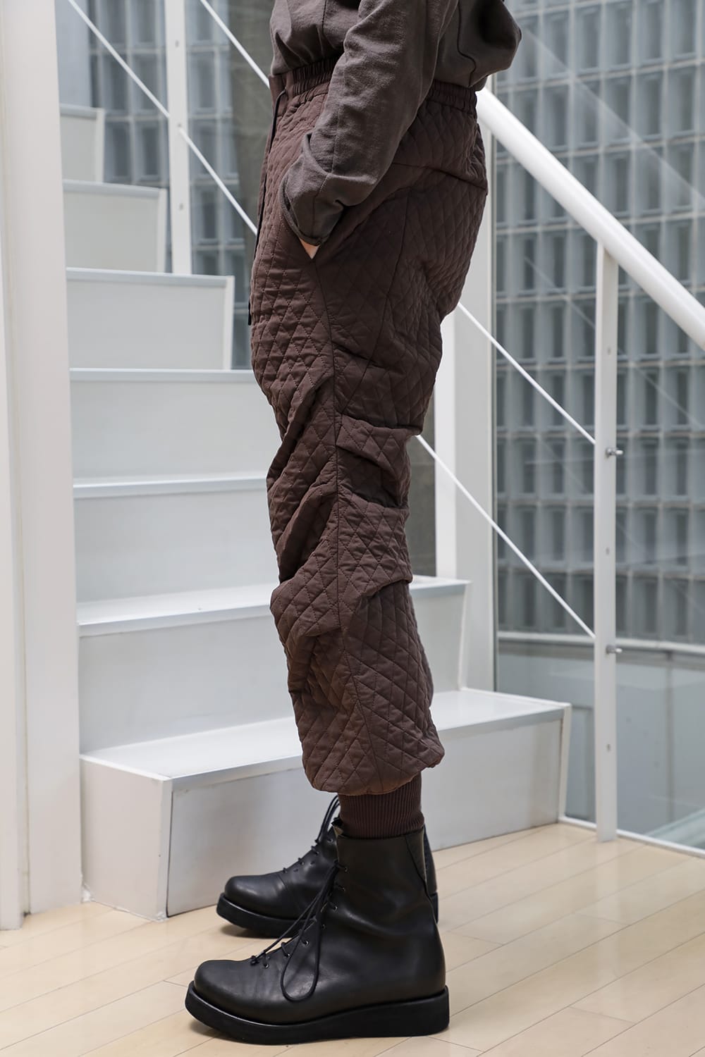 Jogger pants quilted silk / cotton