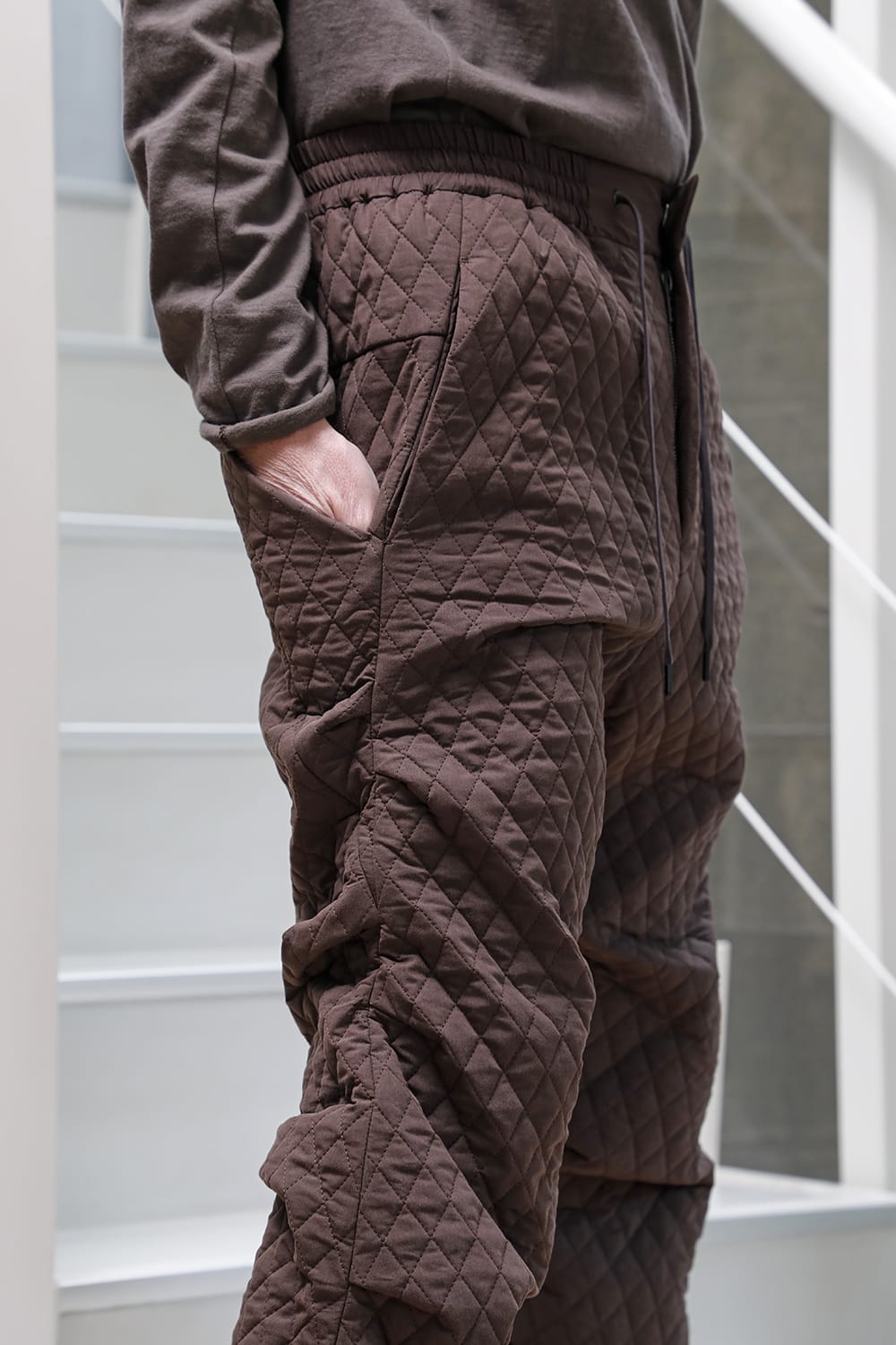 Jogger pants quilted silk / cotton