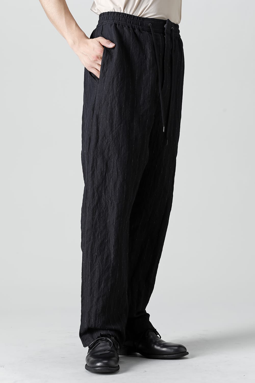 Relaxe pants cotton linen metal shrink