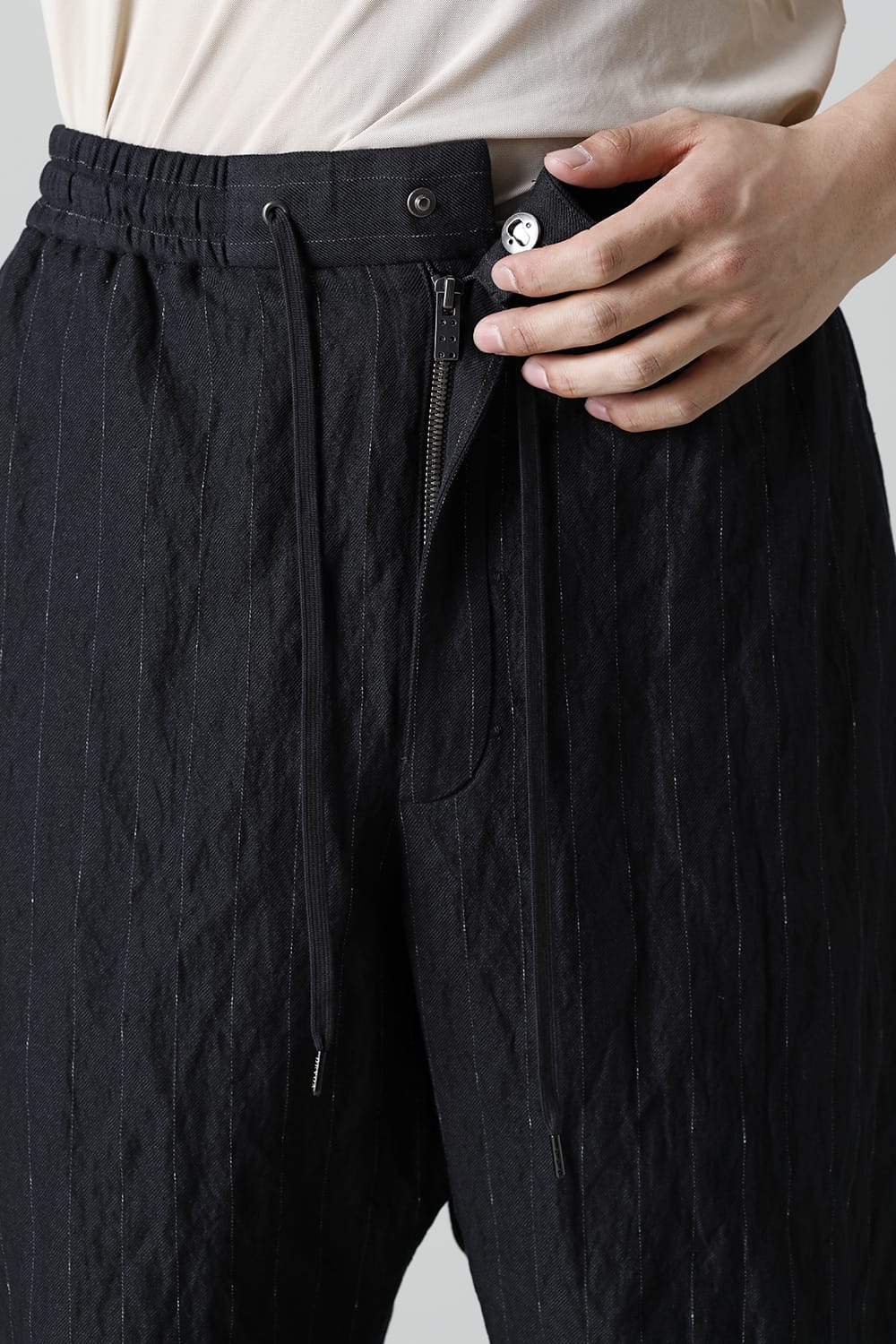 Relaxe pants cotton linen metal shrink