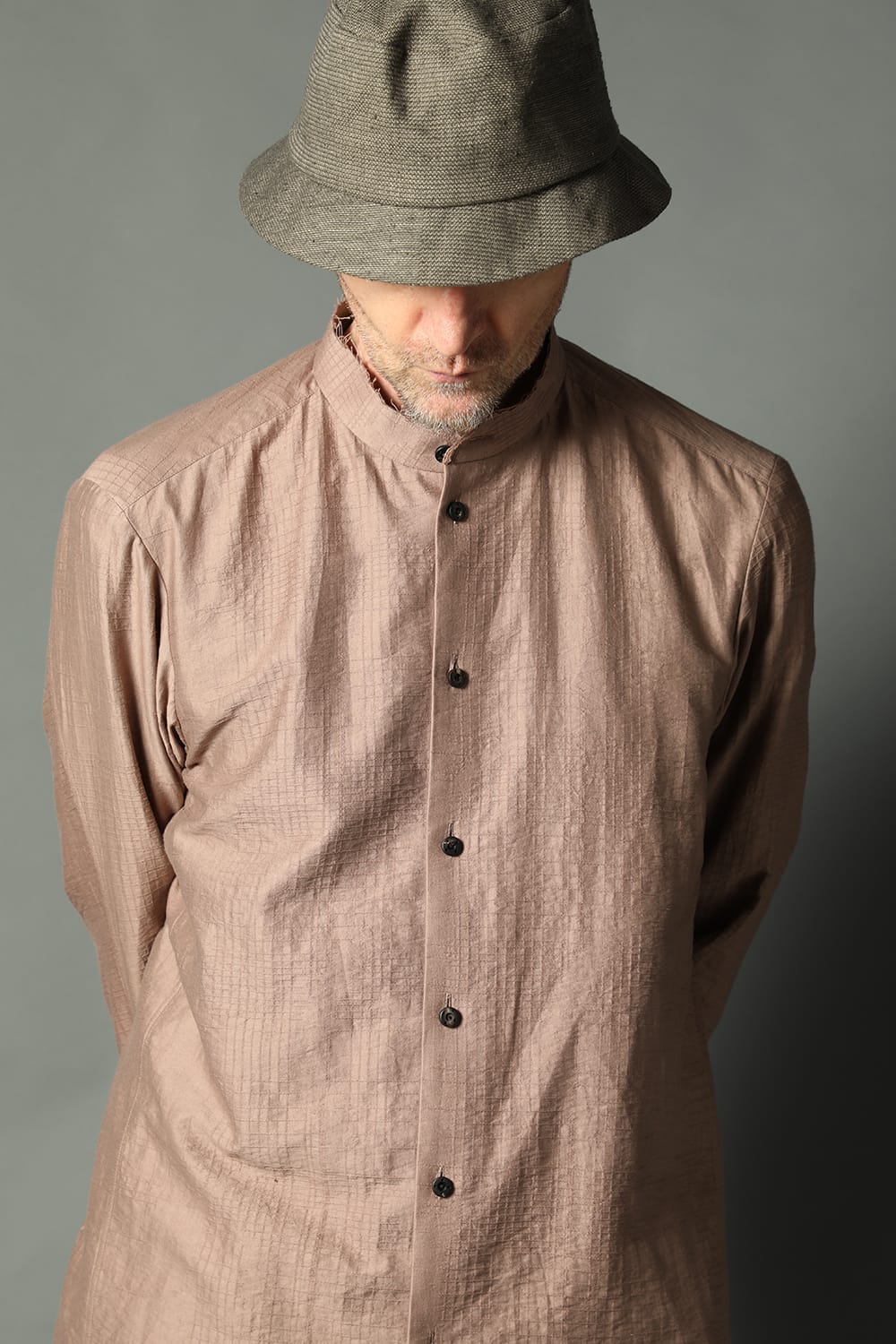 Shirt cotton / nylon Shadow jacquard  Pink Gray