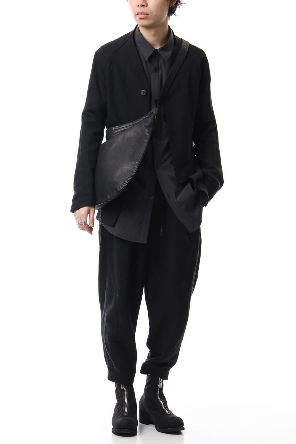 Leather Shoulder Bag Soft Horse Full Grain Leather - Black Q20