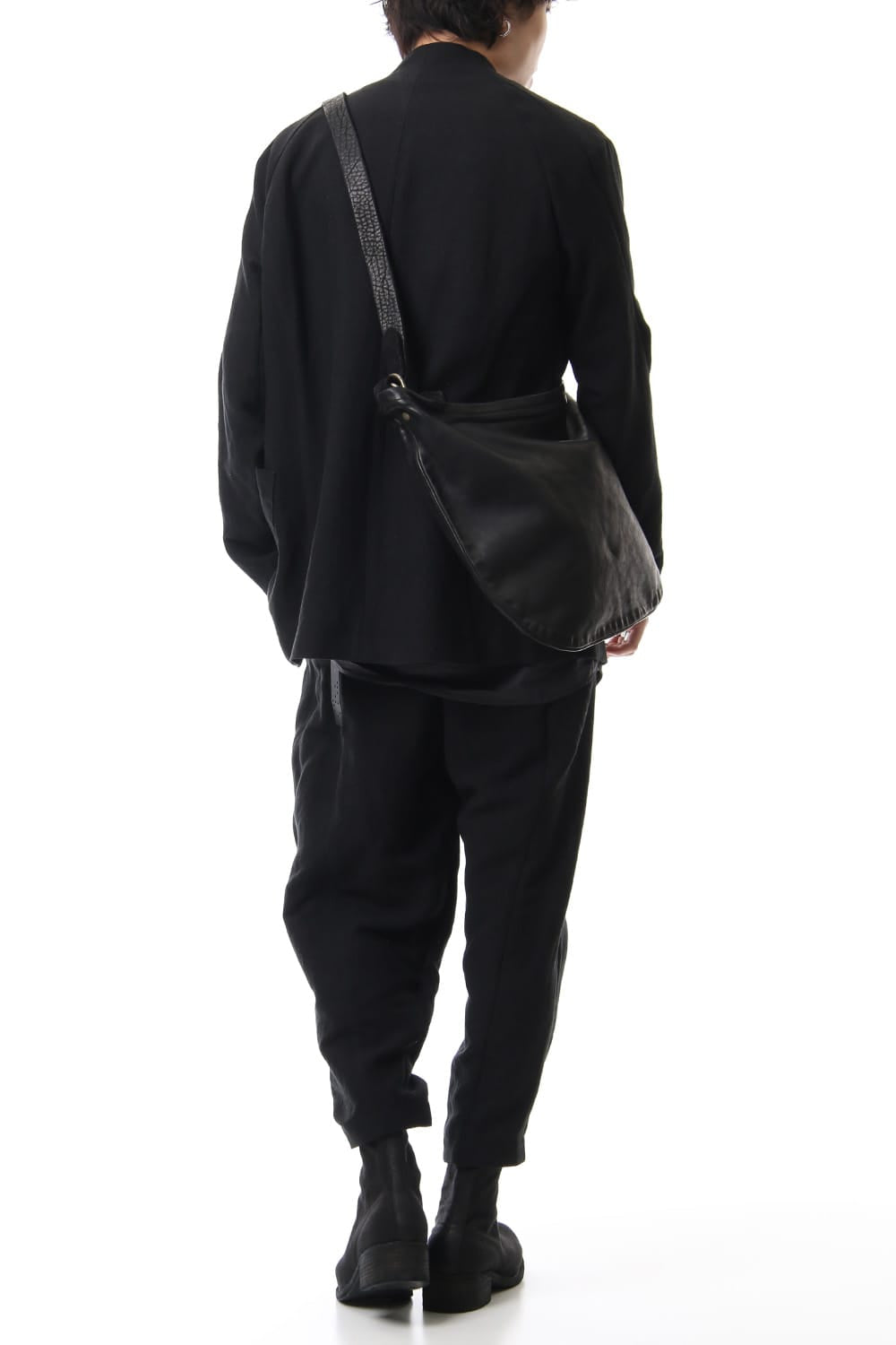 Leather Shoulder Bag Soft Horse Full Grain Leather - Black Q20