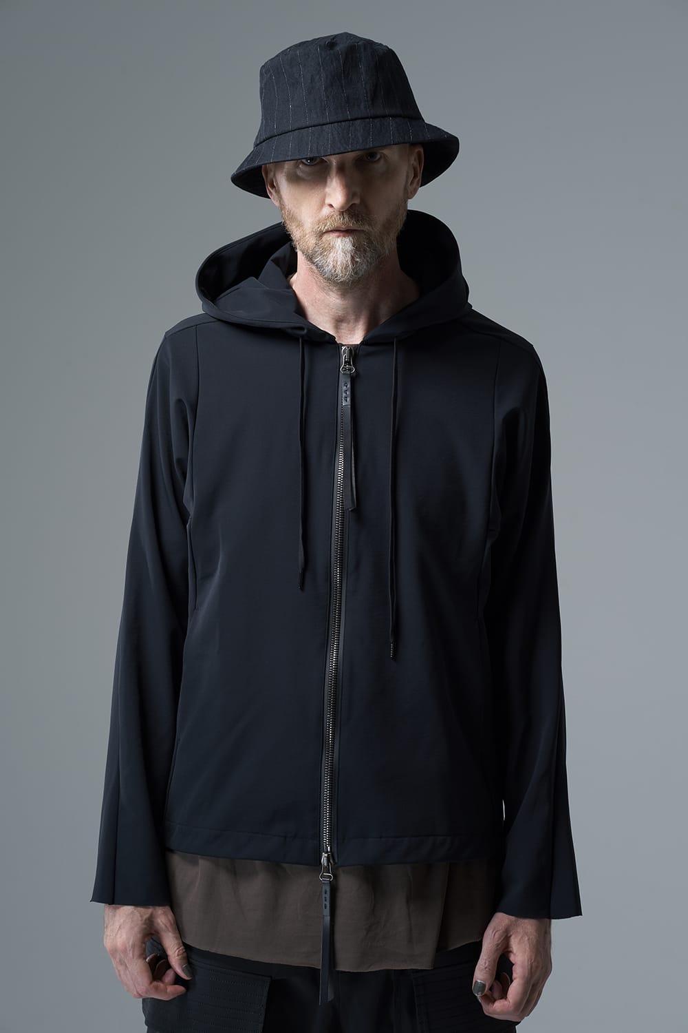 Hooded jacket merino wool jersey bonding