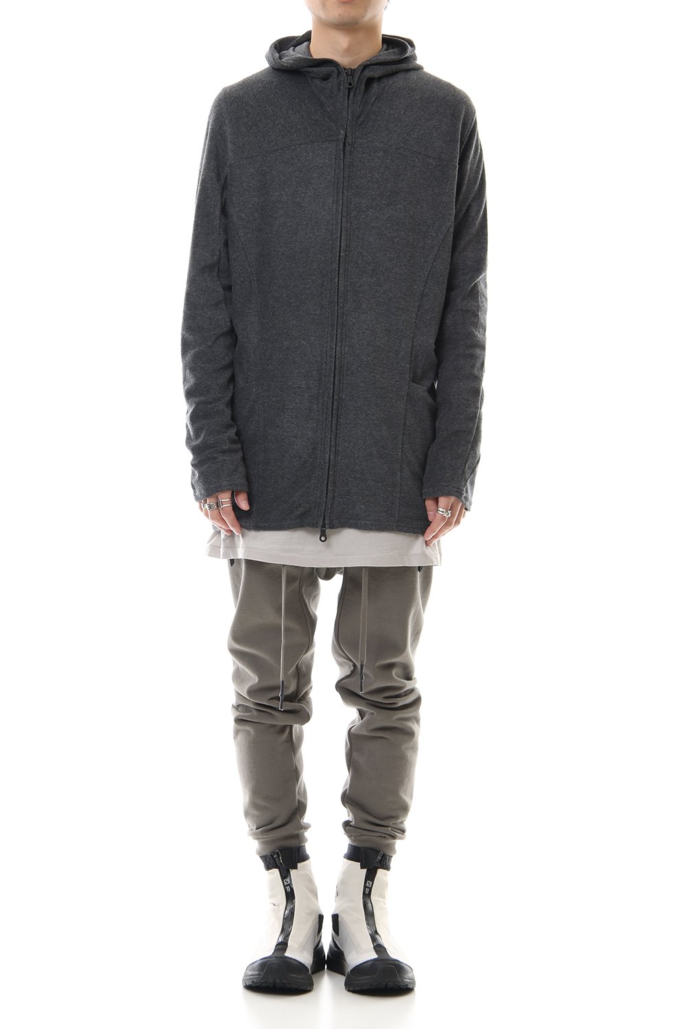 CROSS NECK HOODIE C.Gray