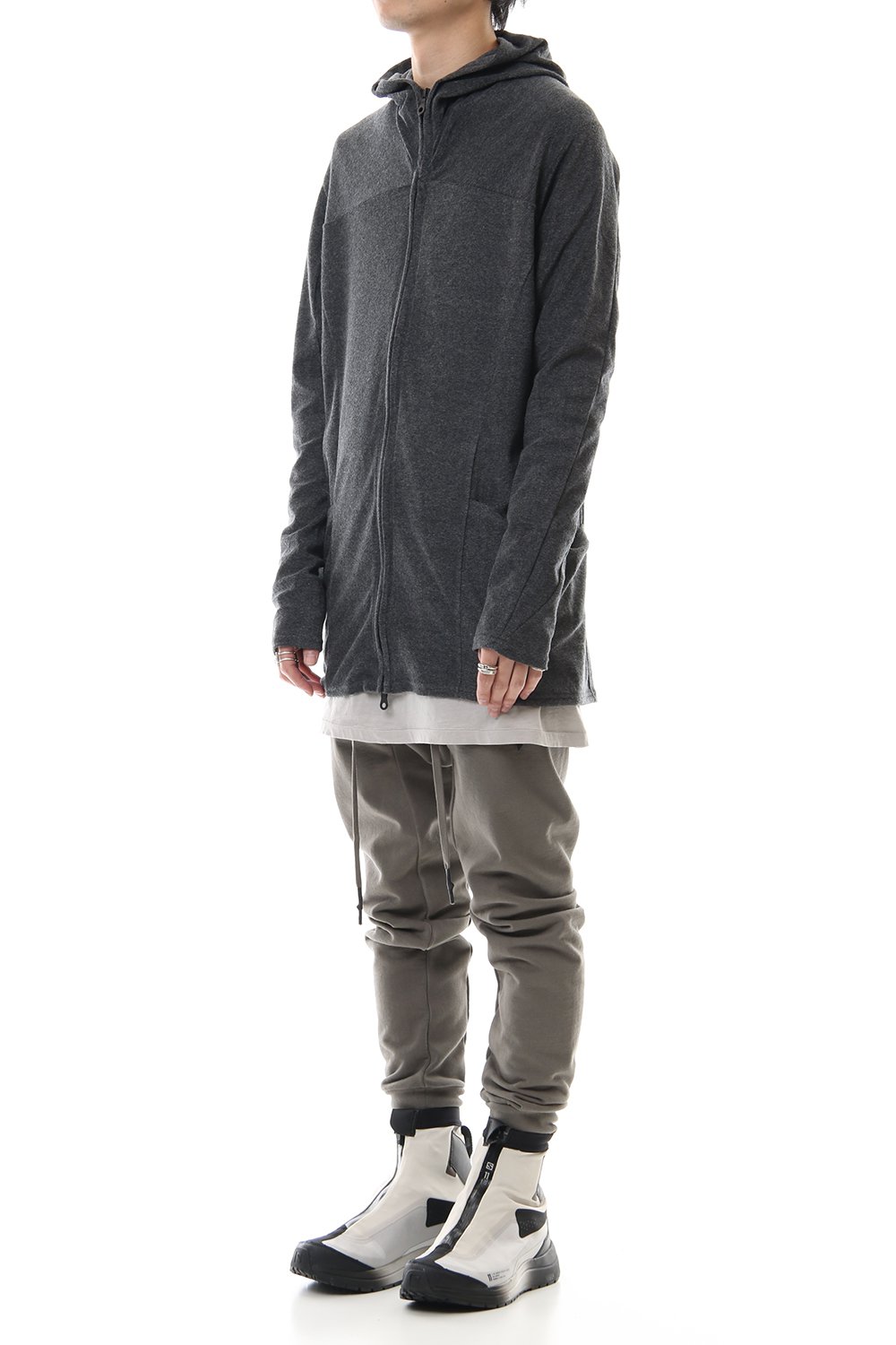 CROSS NECK HOODIE C.Gray