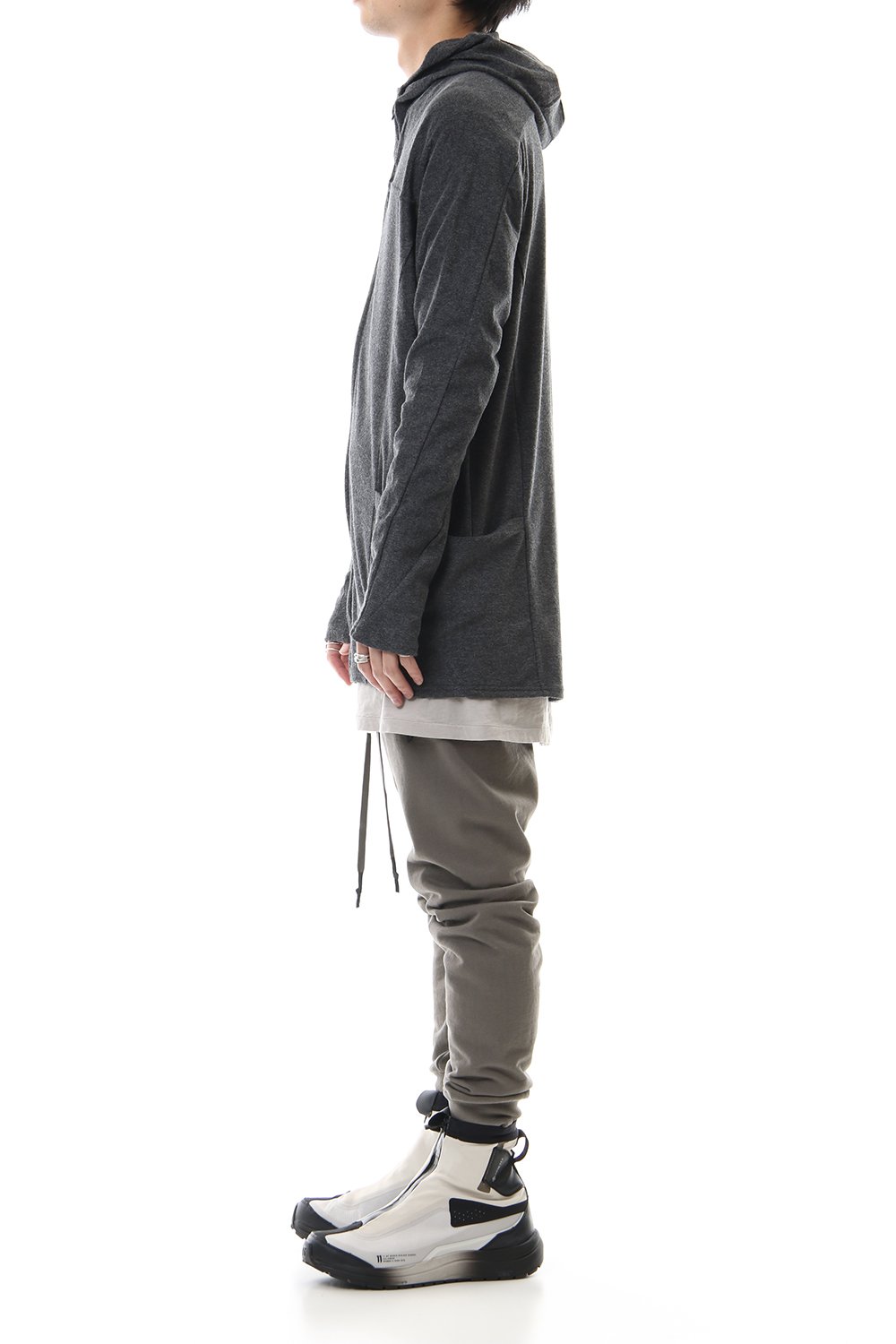 CROSS NECK HOODIE C.Gray