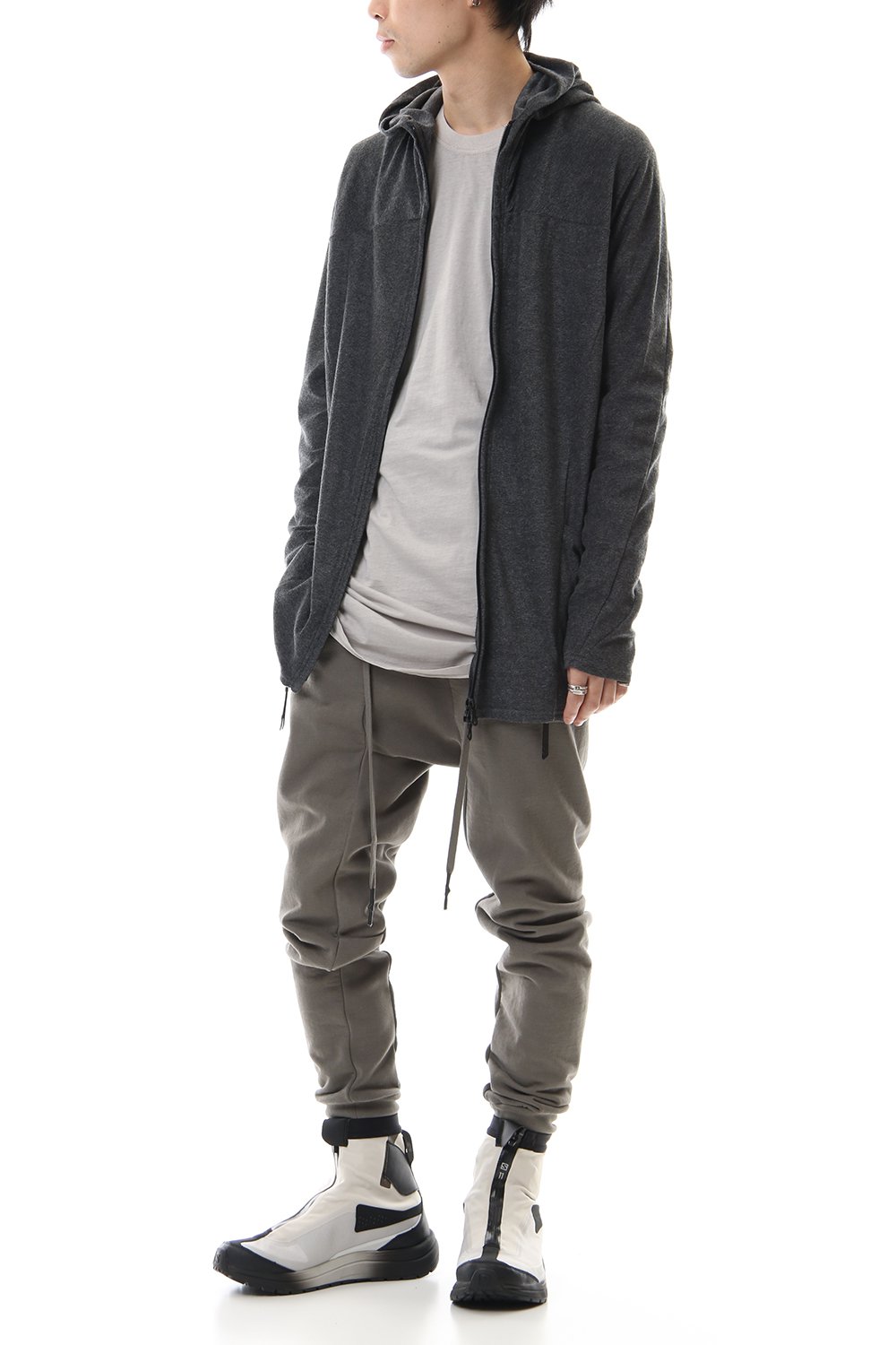 CROSS NECK HOODIE C.Gray