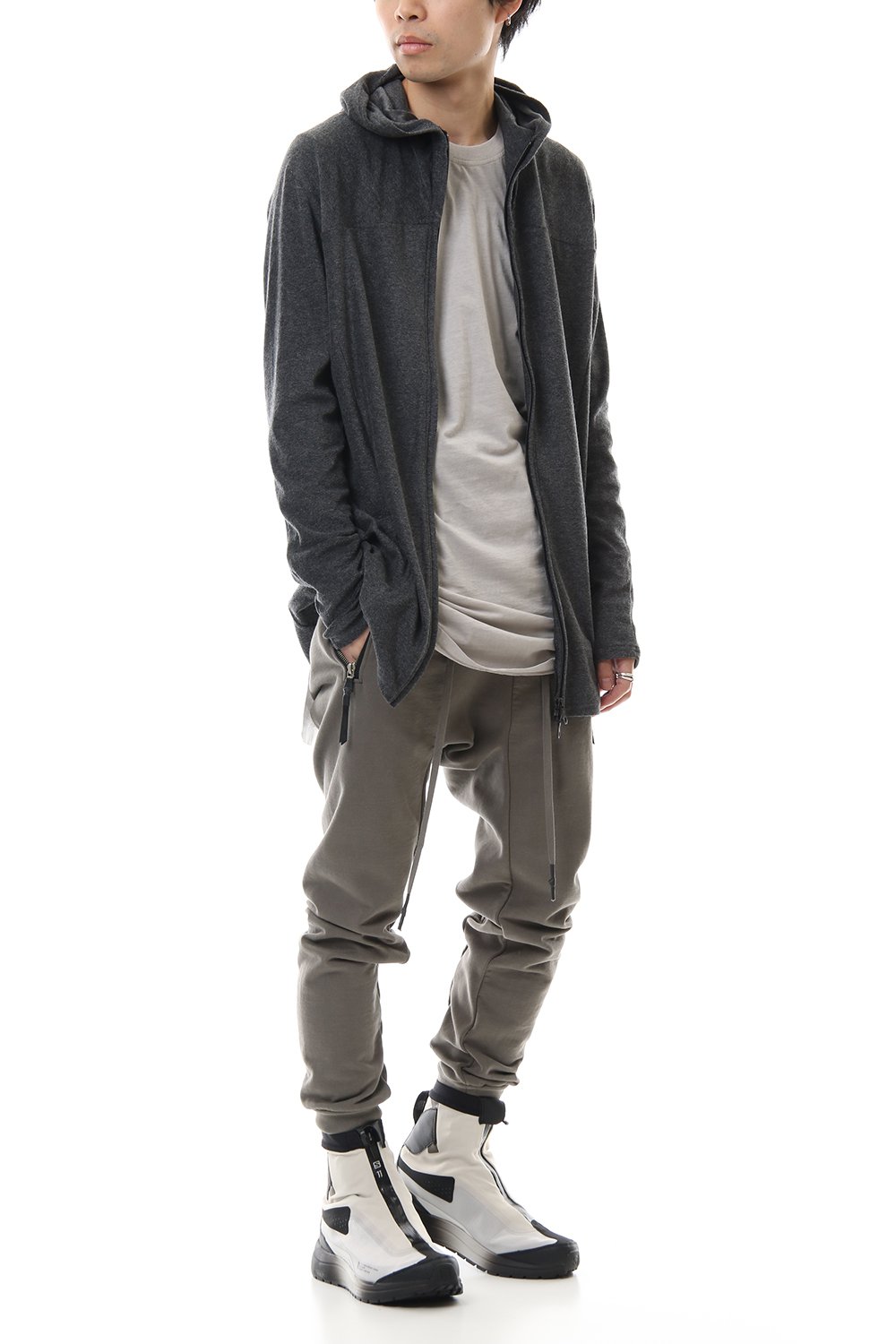 CROSS NECK HOODIE C.Gray