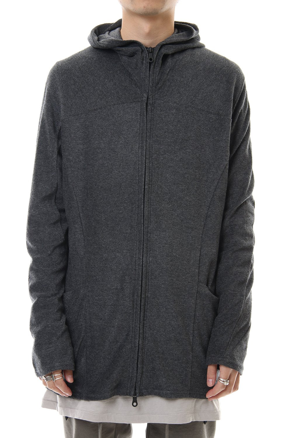 CROSS NECK HOODIE C.Gray