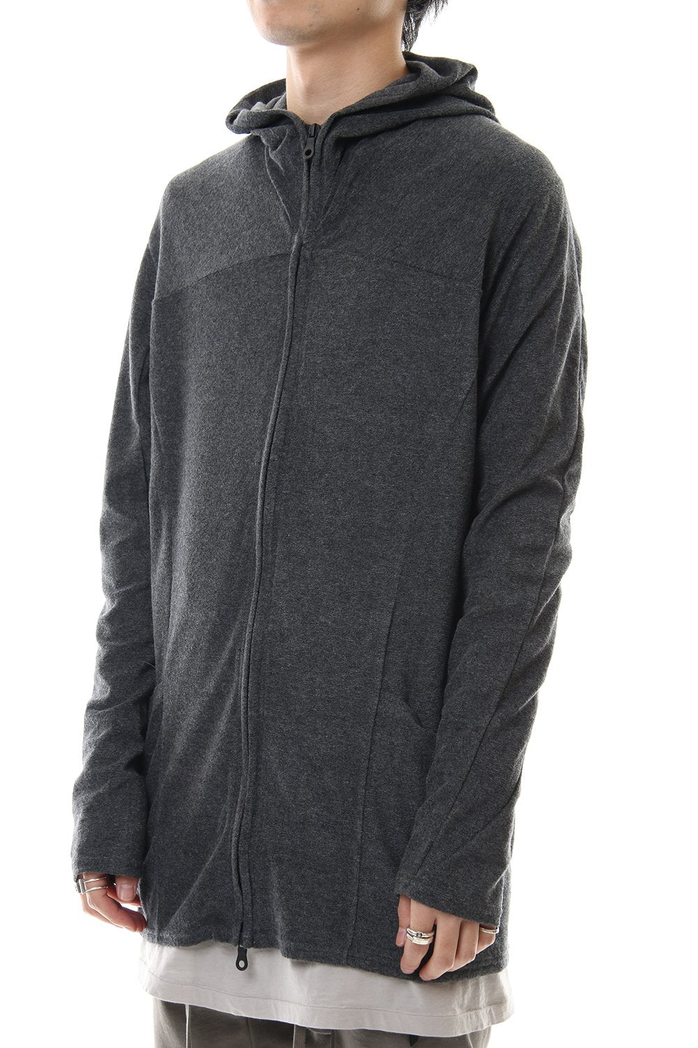 CROSS NECK HOODIE C.Gray