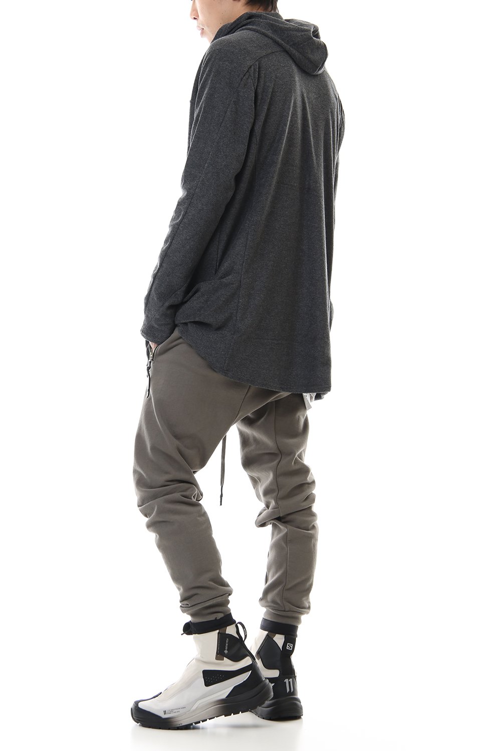 CROSS NECK HOODIE C.Gray