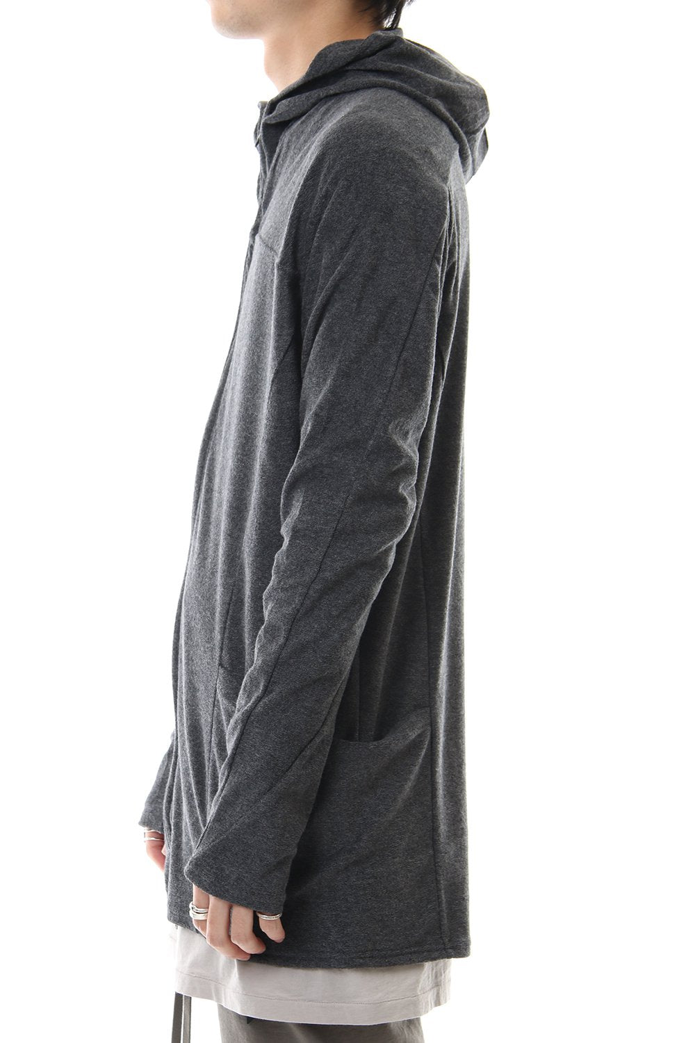 CROSS NECK HOODIE C.Gray