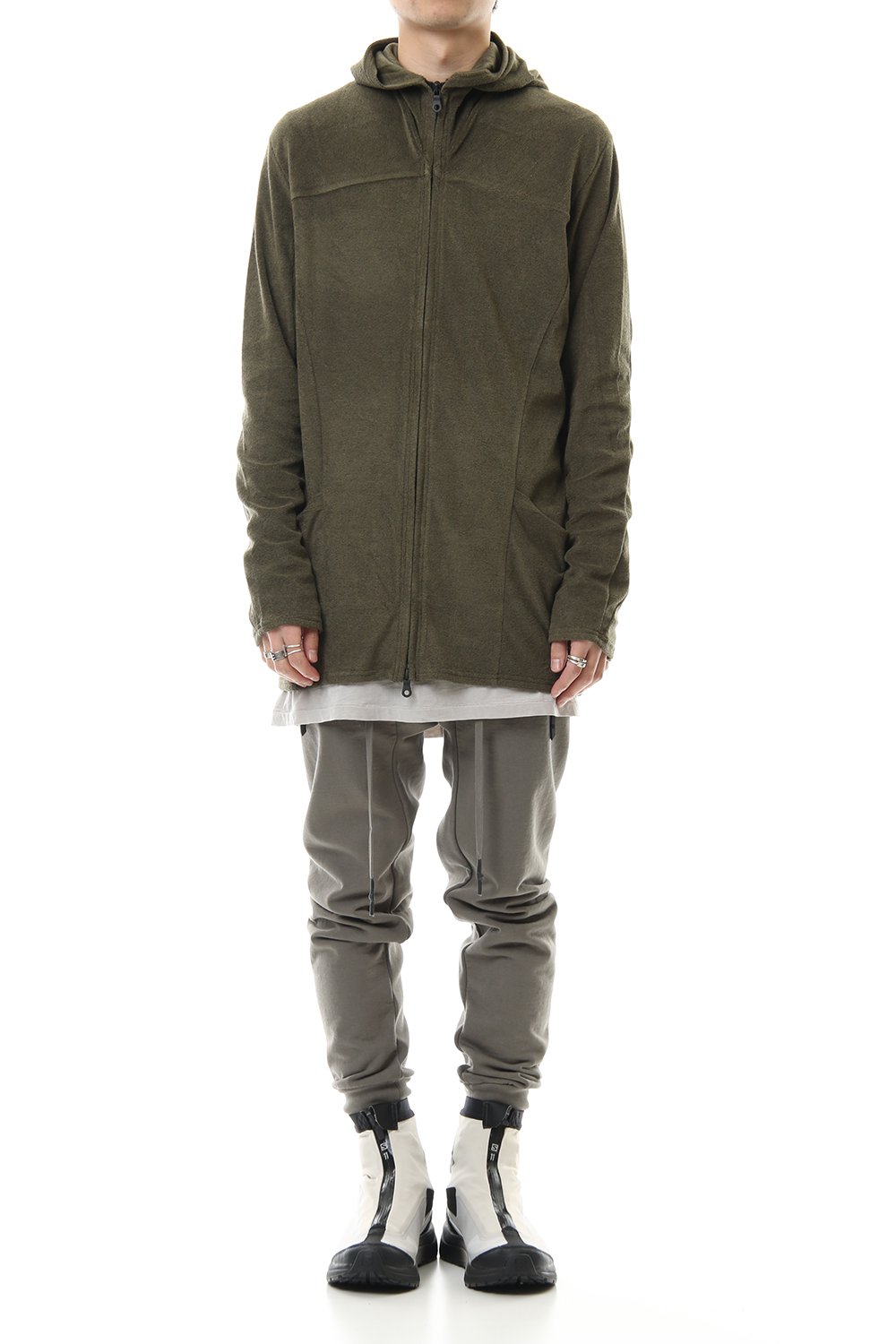 CROSS NECK HOODIE Khaki
