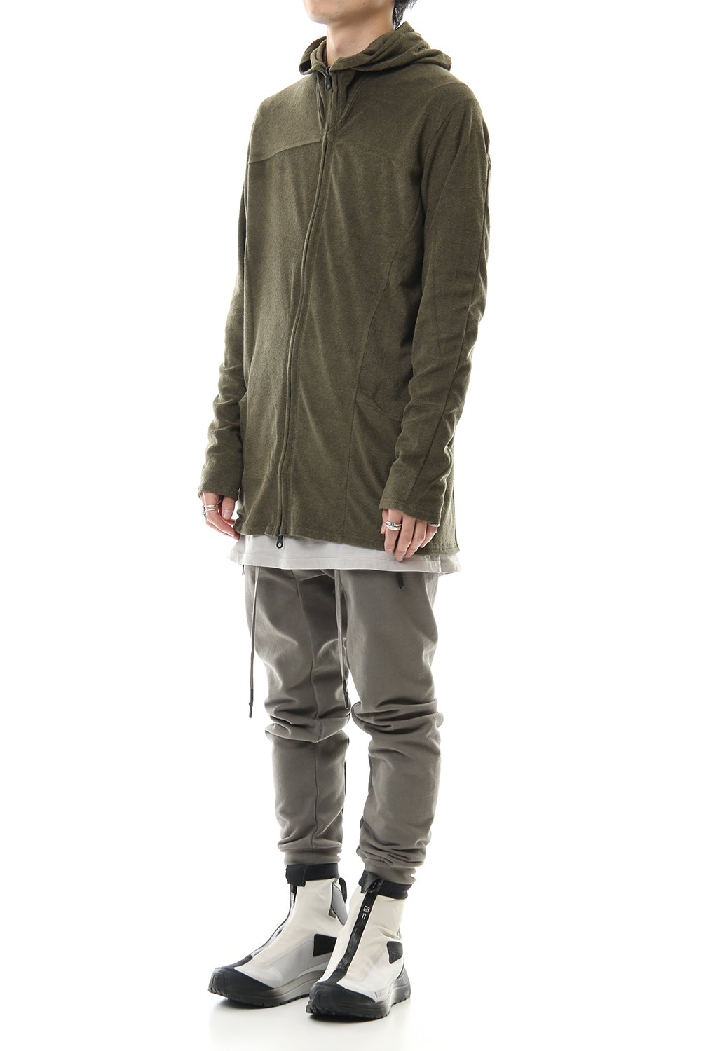 CROSS NECK HOODIE Khaki