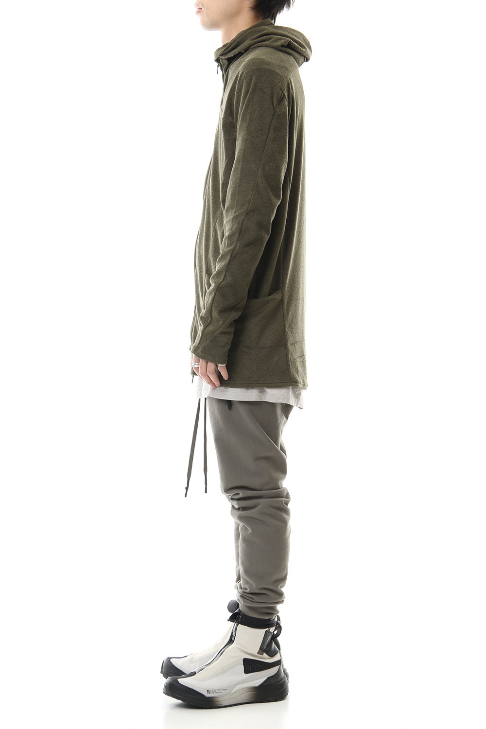 CROSS NECK HOODIE Khaki