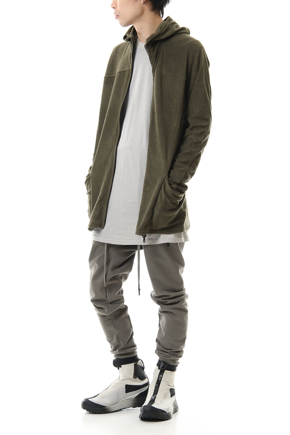 CROSS NECK HOODIE Khaki