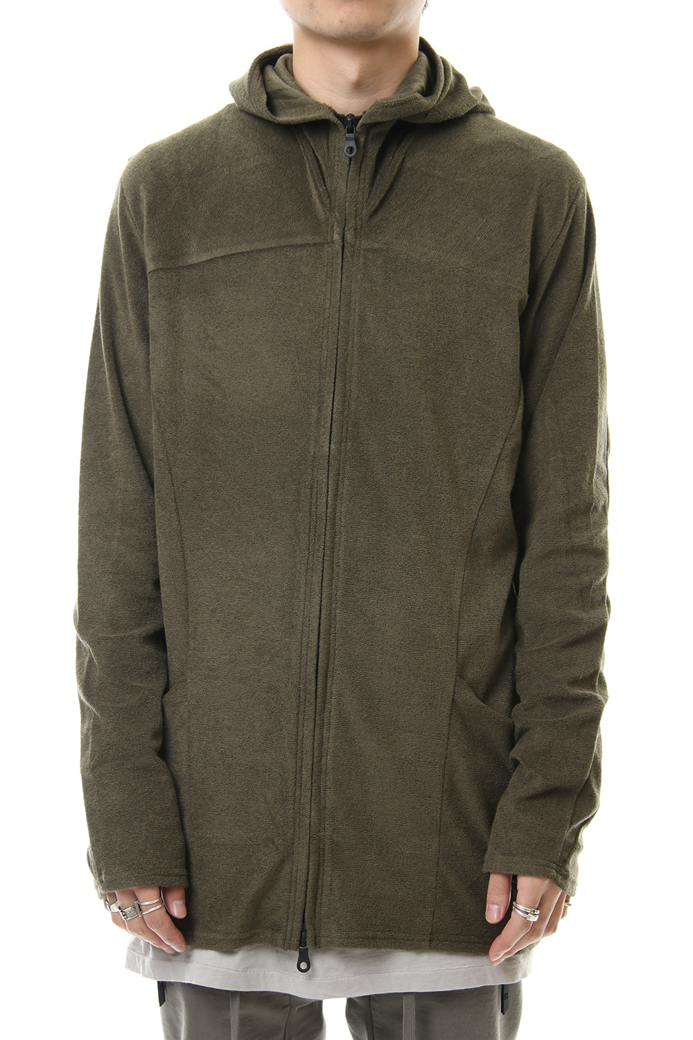 CROSS NECK HOODIE Khaki