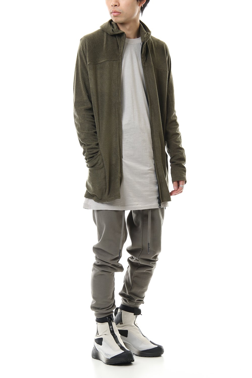CROSS NECK HOODIE Khaki