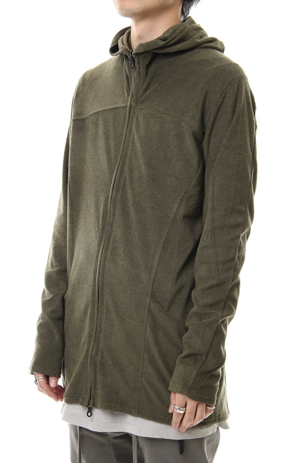 CROSS NECK HOODIE Khaki