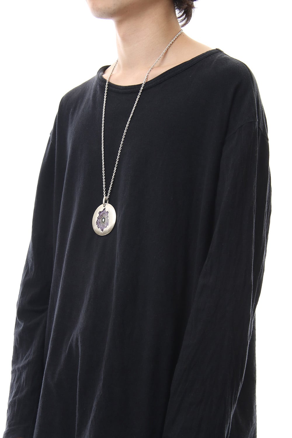 Disk Necklace SPECIMEN (Amethyst Stalactite Cross Section MA+AME)