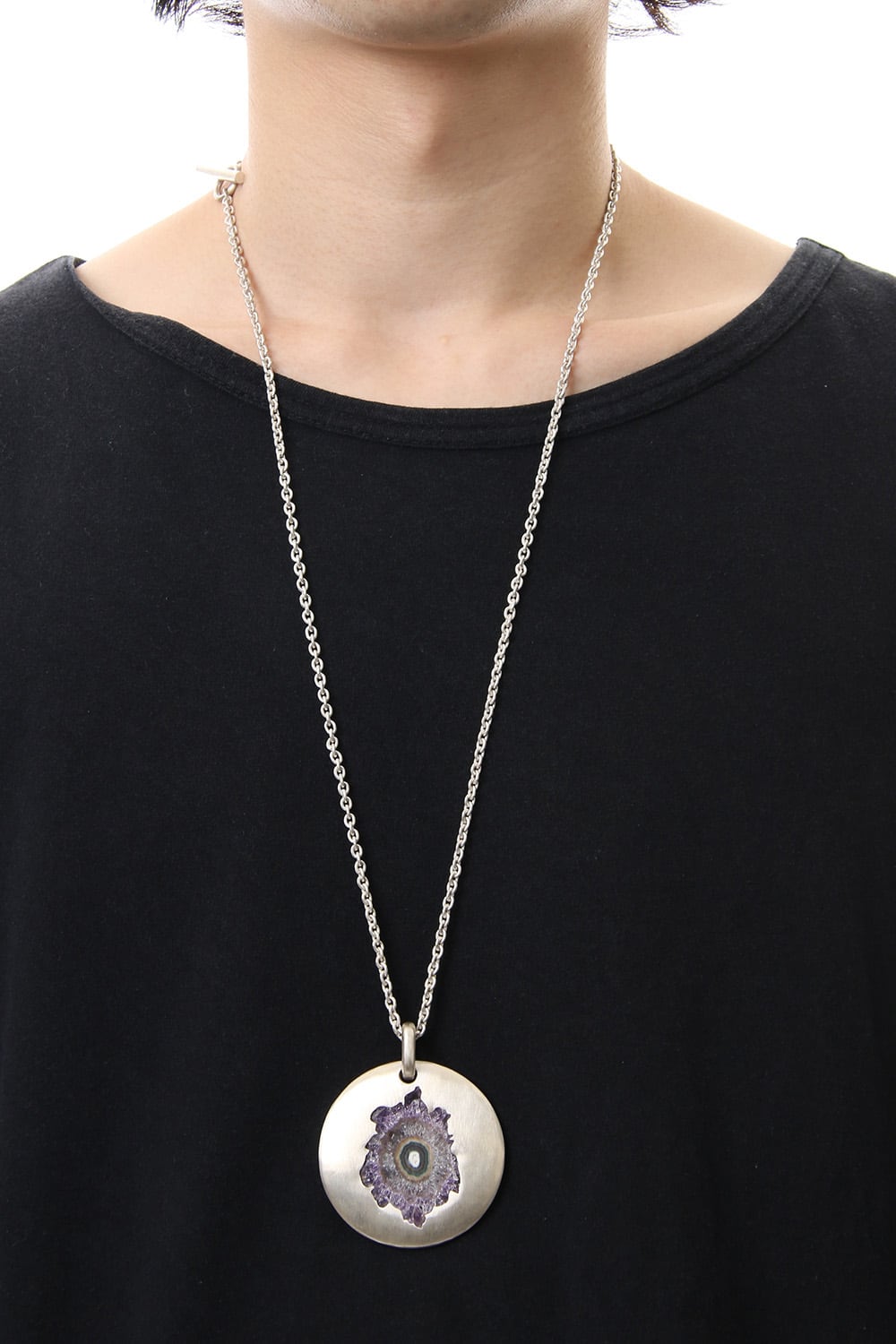 Disk Necklace SPECIMEN (Amethyst Stalactite Cross Section MA+AME)