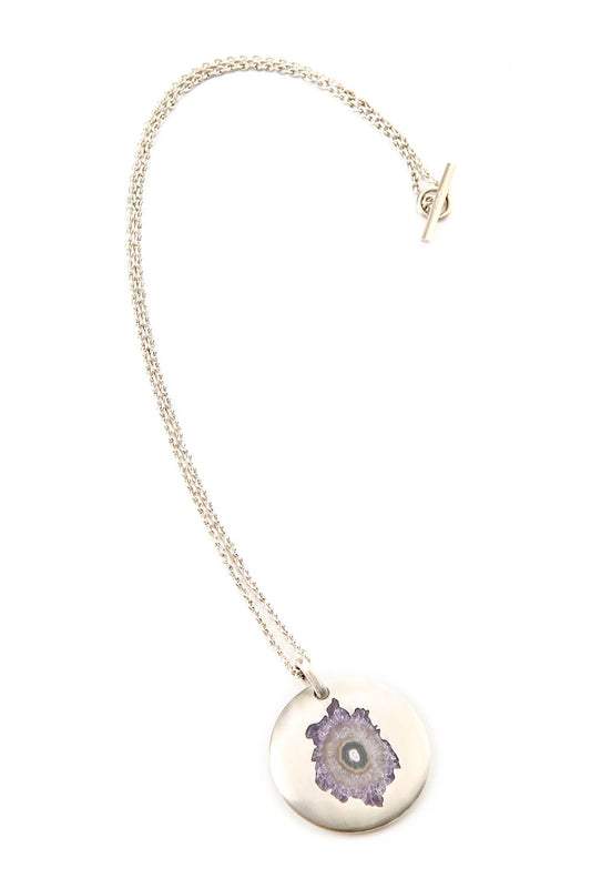 Disk Necklace SPECIMEN (Amethyst Stalactite Cross Section MA+AME)