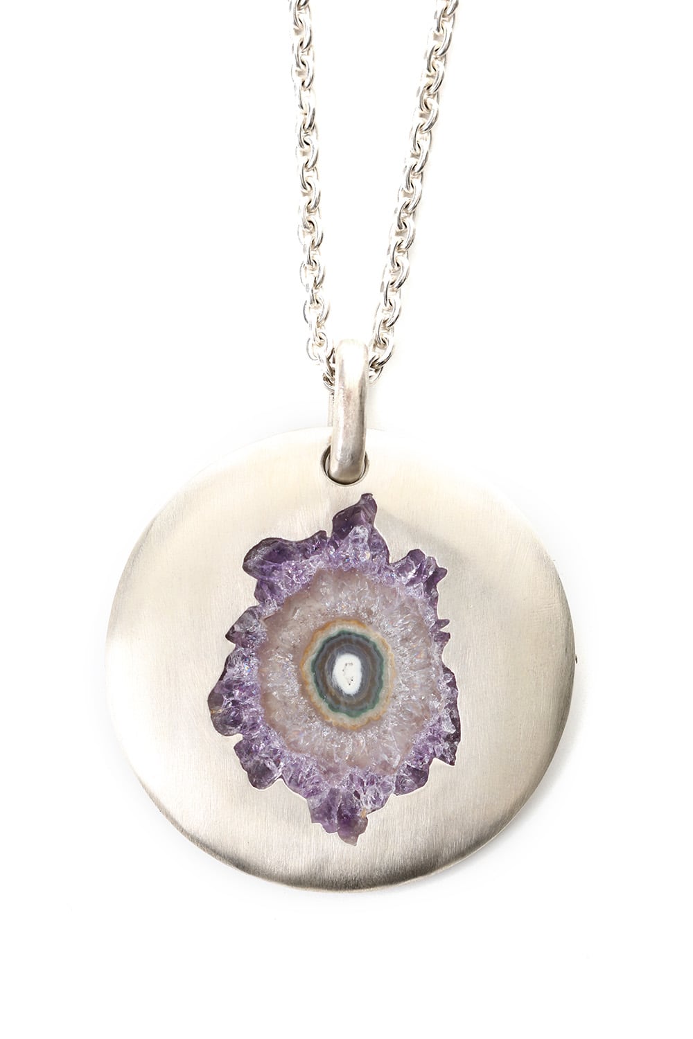 Disk Necklace SPECIMEN (Amethyst Stalactite Cross Section MA+AME)