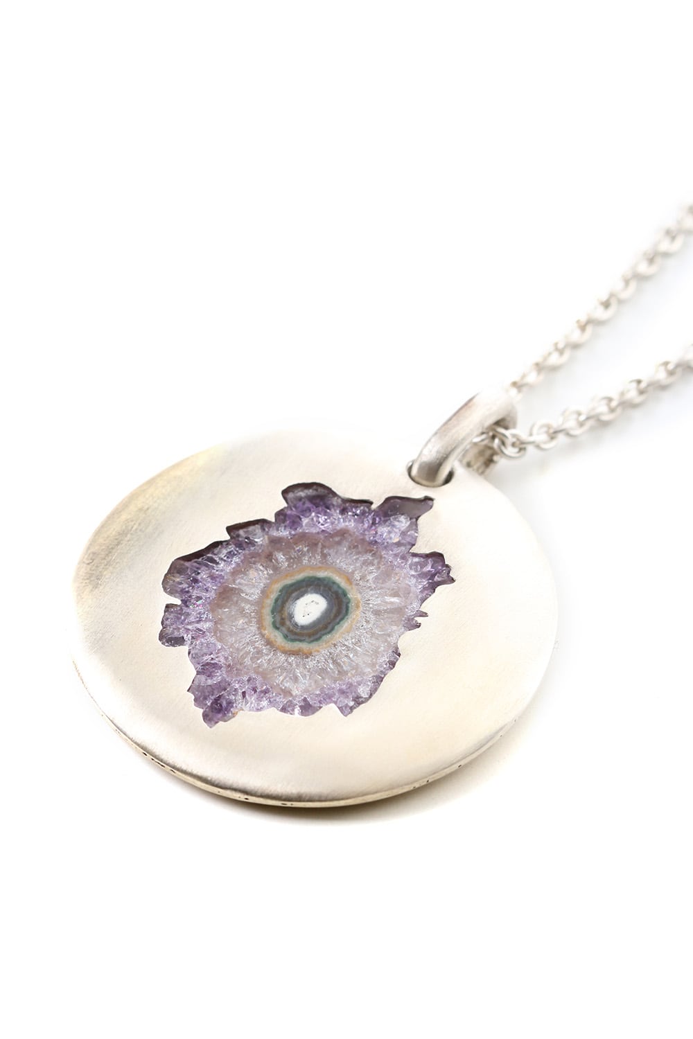 Disk Necklace SPECIMEN (Amethyst Stalactite Cross Section MA+AME)