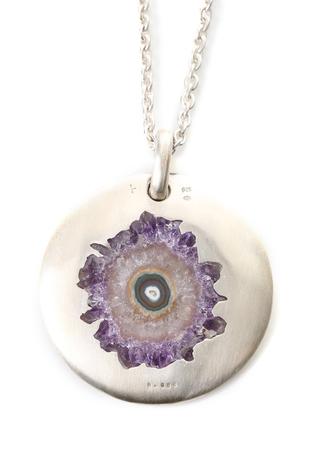Disk Necklace SPECIMEN (Amethyst Stalactite Cross Section MA+AME)