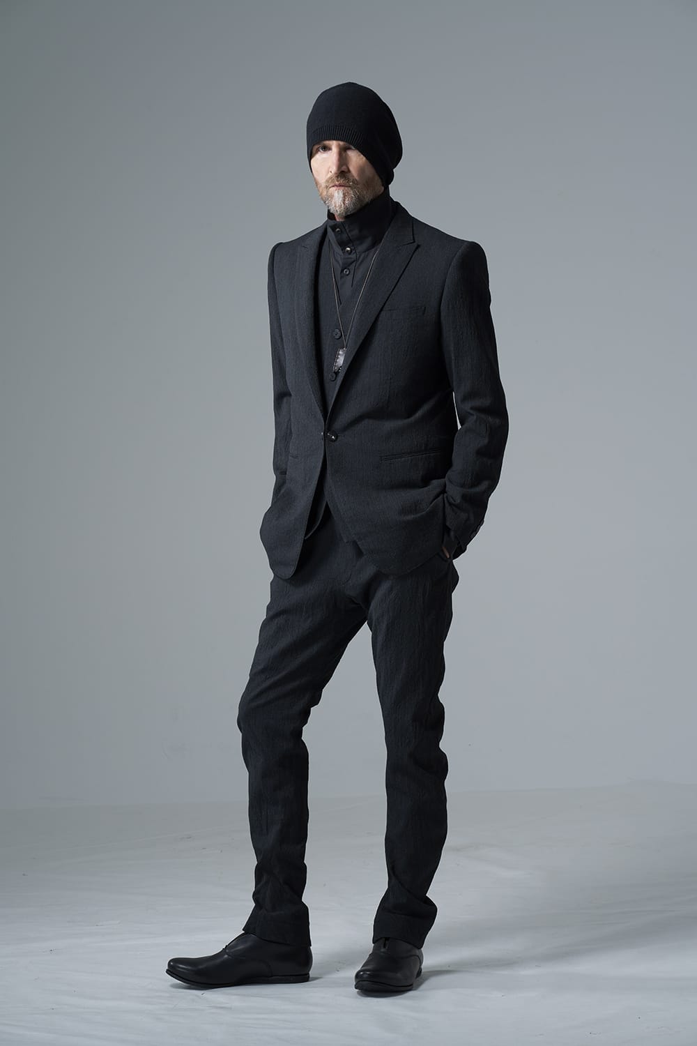 Hight neck shirt 200/2 cotton double weave  Black