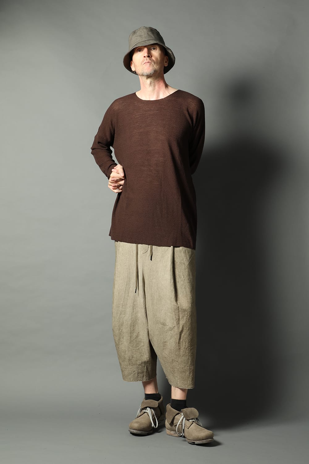 ルーズフィット ロングスリーブ メリノウール  ダークブラウン