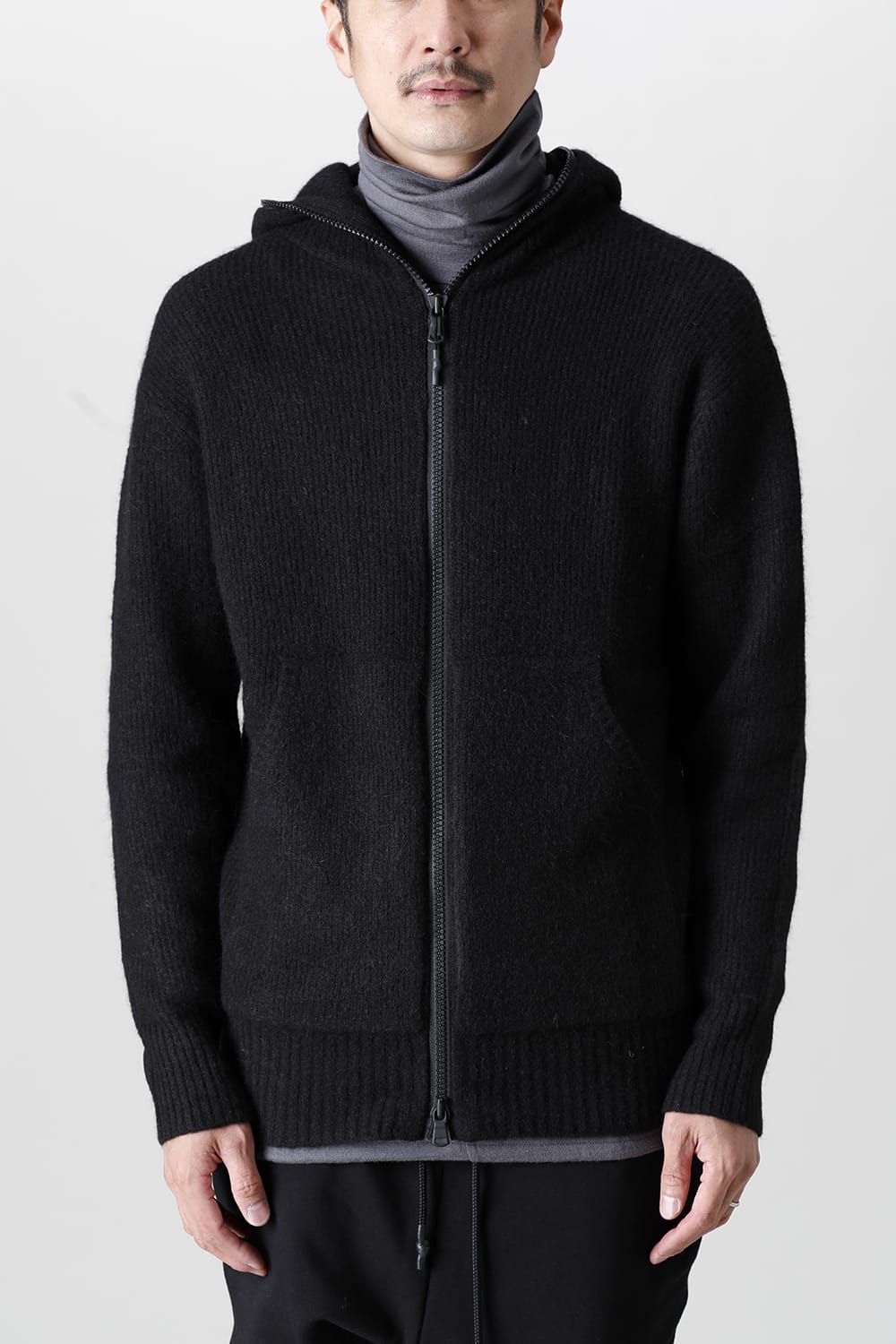 Knit Mohair Hoodie Black